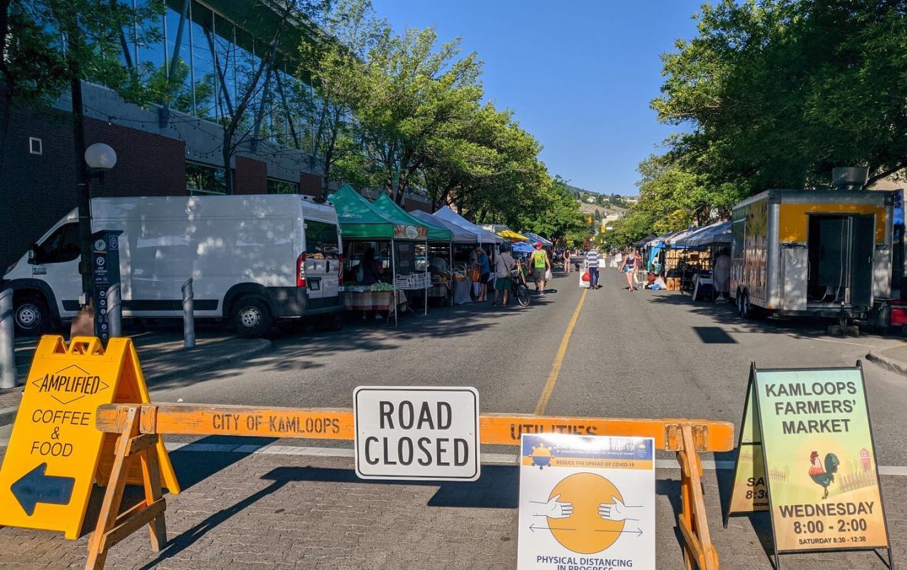 Vendors lines up at the Kamloops Farmers Market.